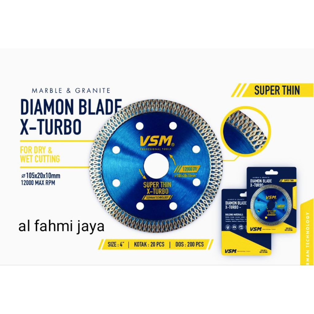 Diamond wheel X Turbo vsm/mata potong kramik,Granit 4 inch