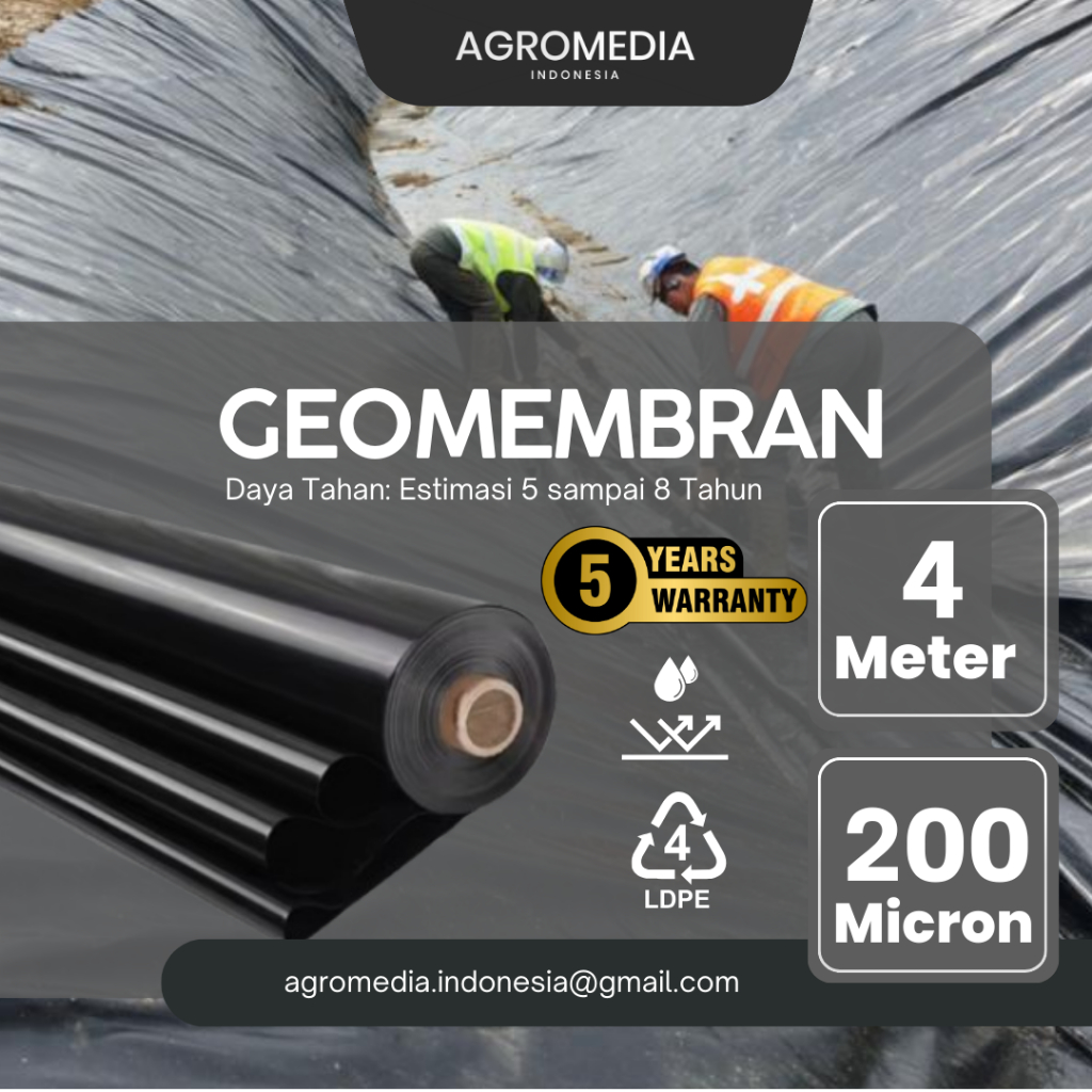 Geomembran 4 meter 200 micron Geomembran HDPE Tebal