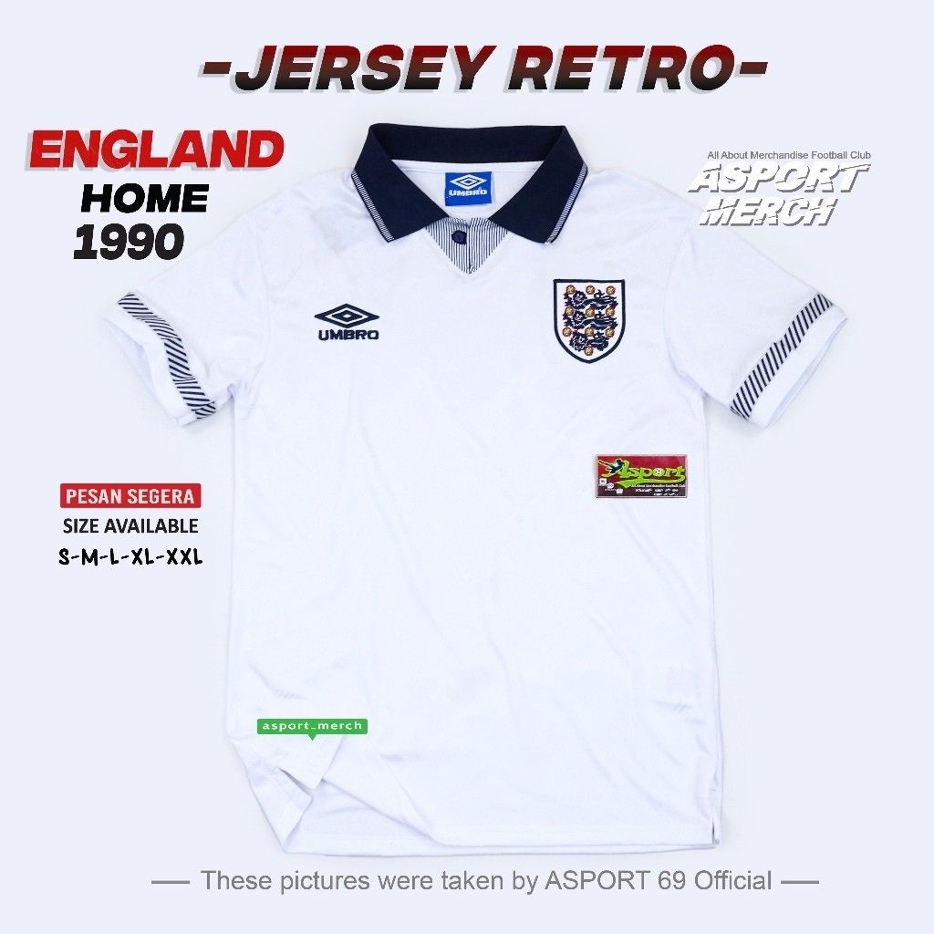 JERSEY RETRO INGGRIS HOME 1990