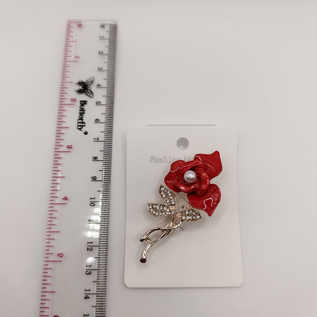 Bros mawar merah | Bros bunga fashion | Bros cantik | bros elegan