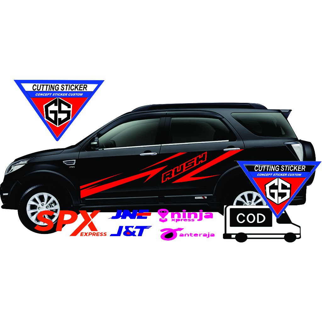stiker list body samping mobil rush striping bodystriping body toyota rush