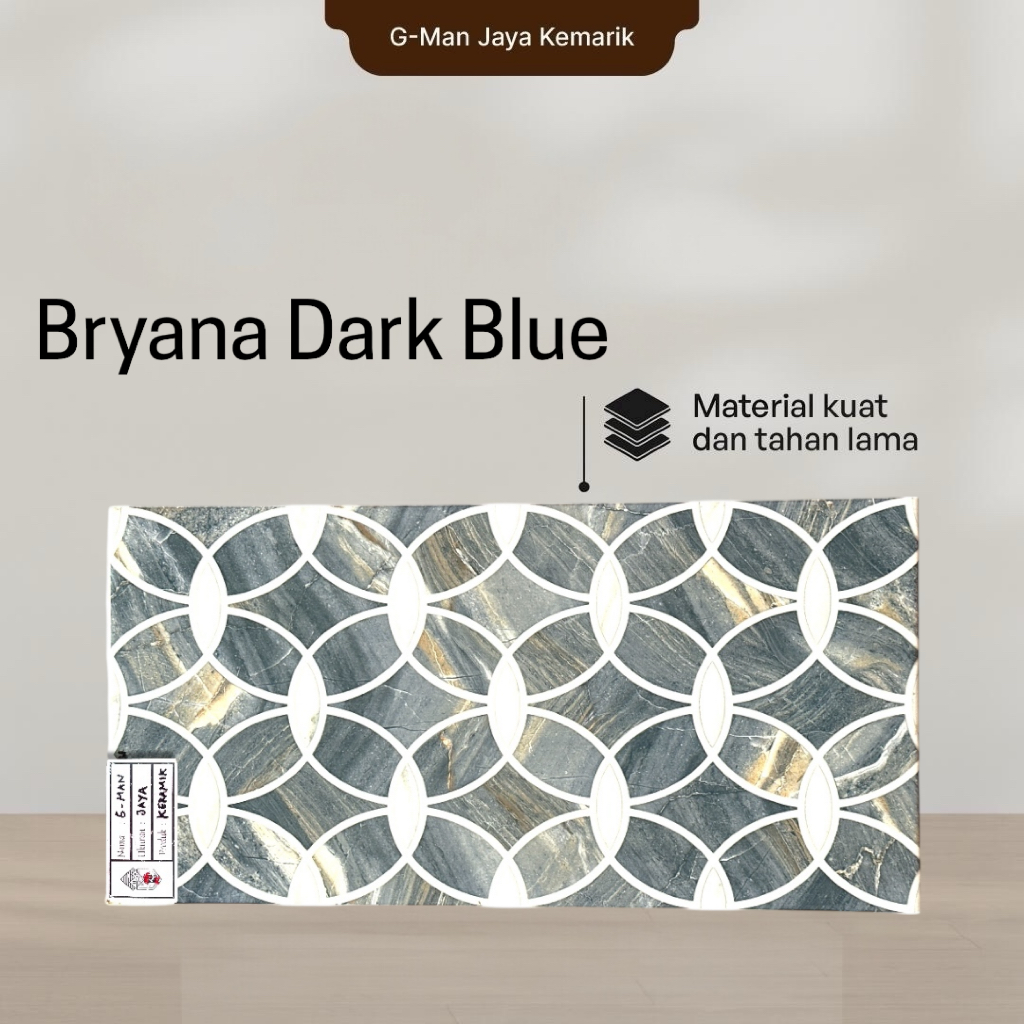 Keramik Dinding Dapur & Kamar Mandi 30x60 Bryana Dark Blue Keramik Mulia Ceramic Glossy Grade A Isi 
