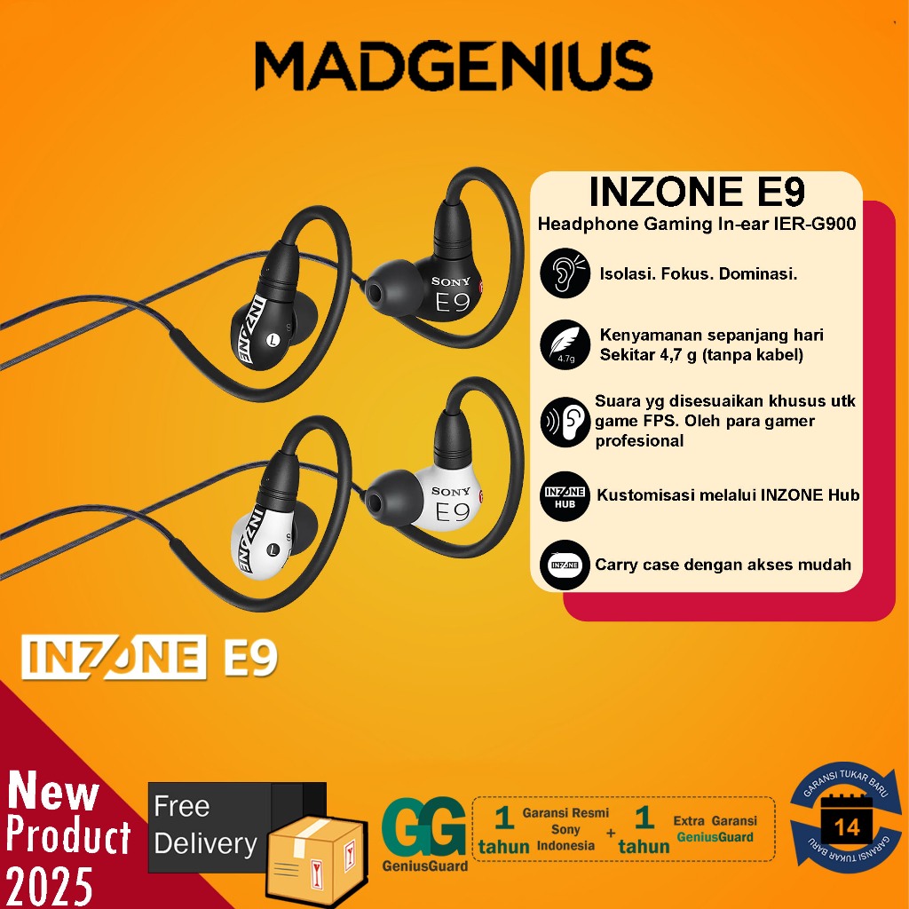 SONY Original Headphone Gaming In-ear INZONE E9 / Earphone Gaming IER-G900 - Bergaransi Resmi dari S