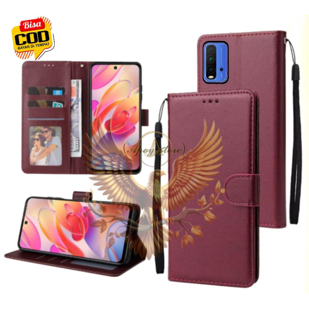 CASE HP REDMI 9T - CASING DOMPET-FLIP LEATHER-SARUNG HP