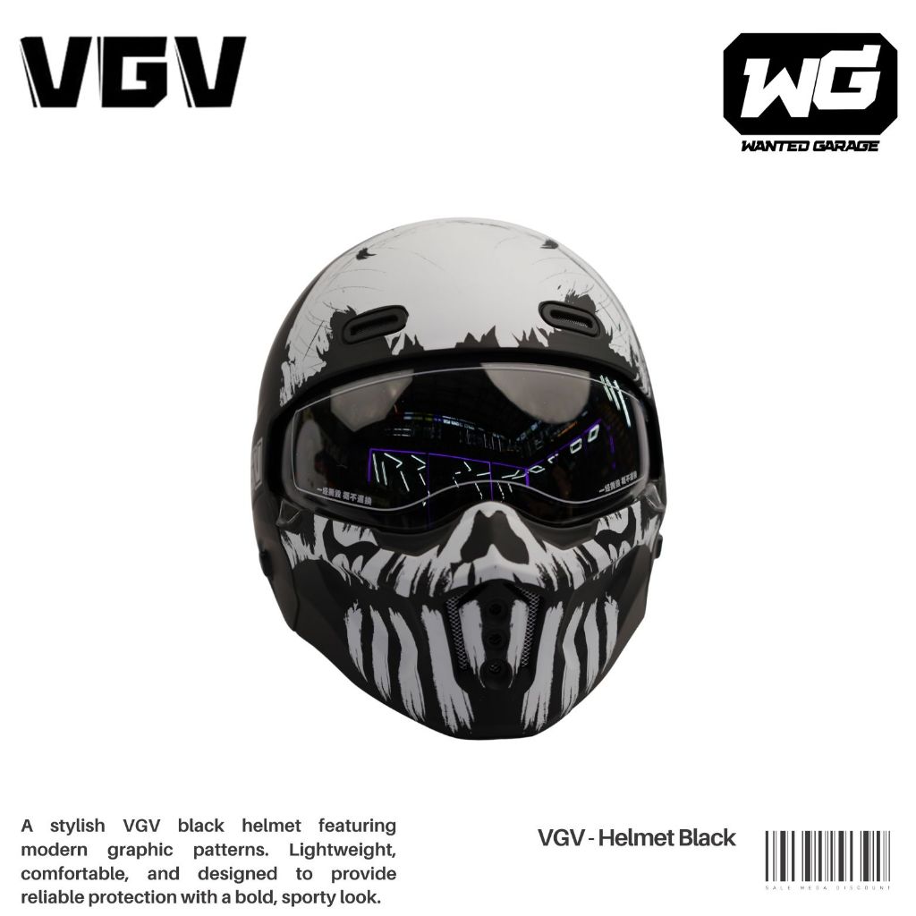 Helm VGV Full Face Black – Helm Motor Racing Double Visor Premium