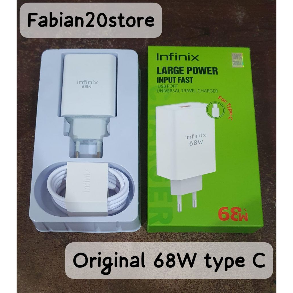 Charger infinix Note 40 / 40 pro Original type C 68 watt travel adapter