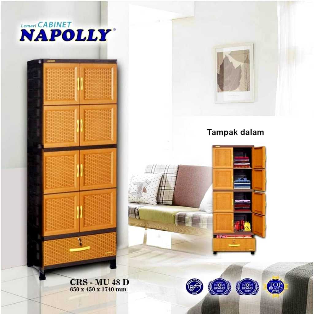 LEMARI PLASTIK NAPOLLY CRS-MU 48D / LEMARI PLASTIK / LEMARI BAJU PLASTIK MEREK NAPOLLY CRS - MU 48 D