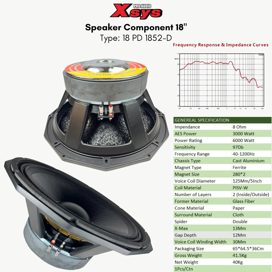 SPEAKER KOMPONEN 18INCH DOUBLE MAGNET XSYS PD1852-D SPEAKER X-SYS PD 1852D