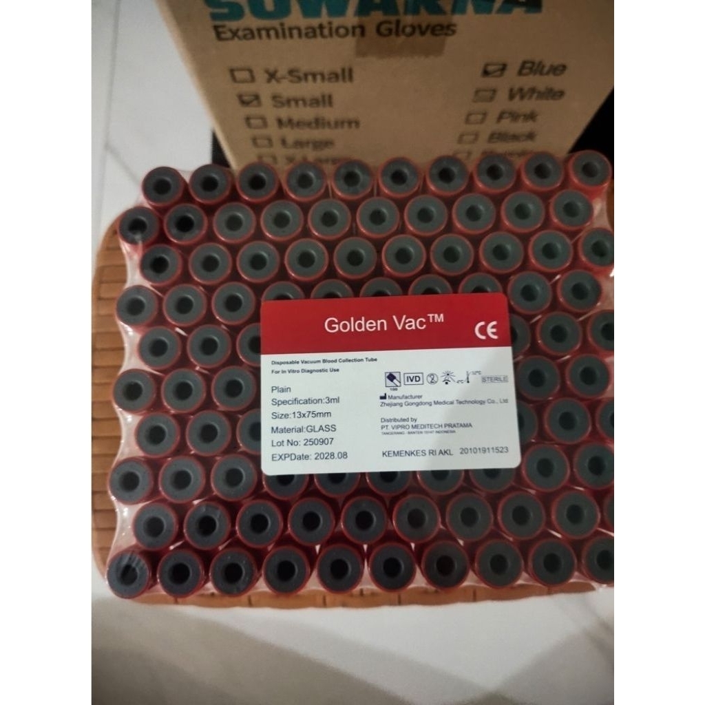 Tabung Plain 3ml (Glass/Kaca) merk Golden Vac