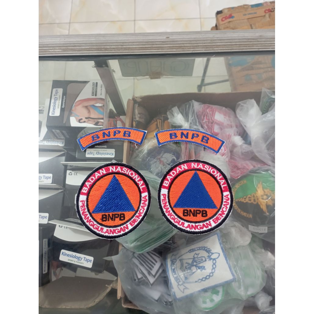 LOGO BNPB dan TULISAN BNPB BET BORDIR FULL BENANG