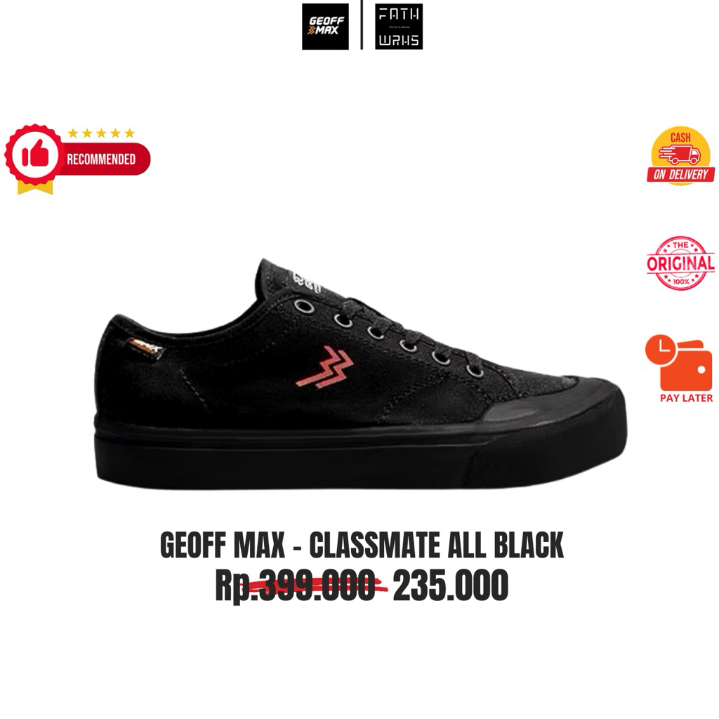 Sepatu Geoff Max Original - Classmate All Black | Sepatu Pria | Sepatu Wanita | Sepatu Unisex