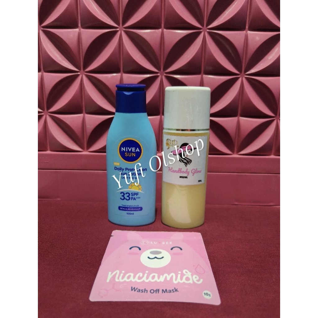 Hb glow + Hb siang Nivea spf (Gratis masker wajah)