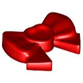 Lego Red Part 11618 Friends Accessories Hair Decoration, Bow with Heart, Long Ribbon, and Small Pin