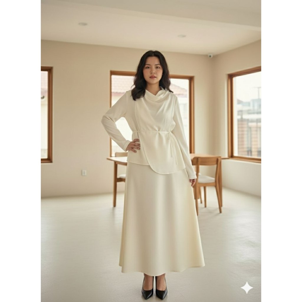 Graciolacollection - Vinca Setelan Wanita Satin | Setelan Rok One Set Outer Rok Panjang Wanita Kekin