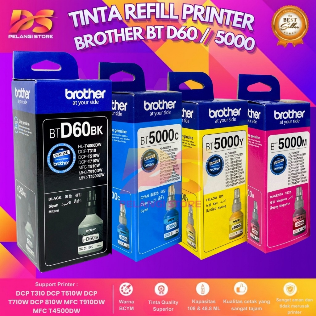 Tinta Brother BTD60BK BT5000 Tinta Printer DCP T310 DCP T510W DCP T710W DCP T810W MFC T910DW MFC T45