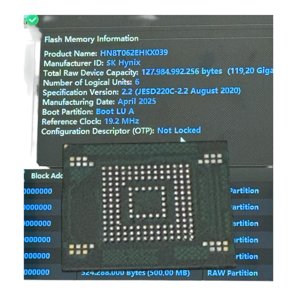 ic Kotak bga 153 ufs 2.2 clean rpmb 256gb garansi cek box