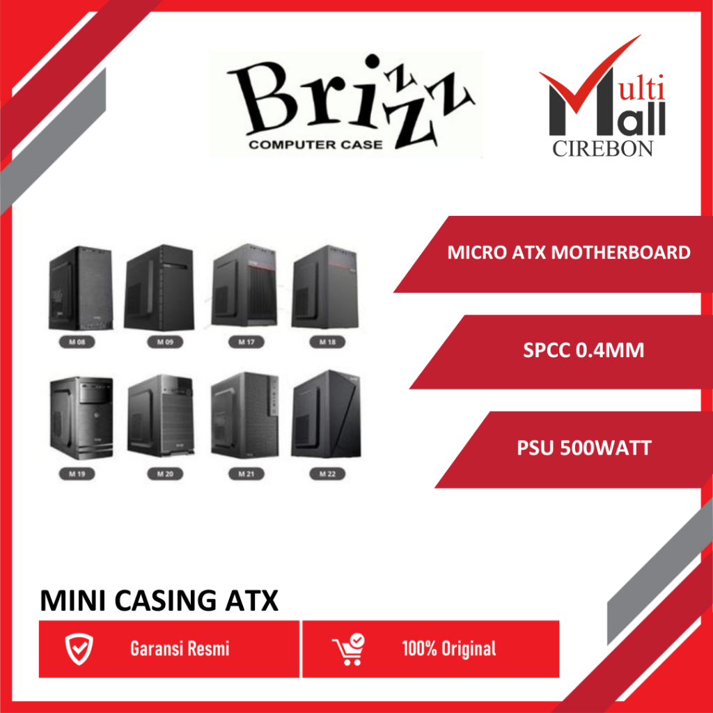 CASING BRIZZ MINI CASING PC ATX PSU 500W, CASING KOMPUTER