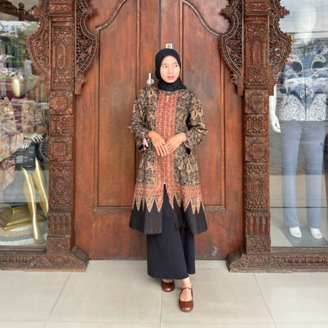 Tunik zipper katun viscos batik cetak
