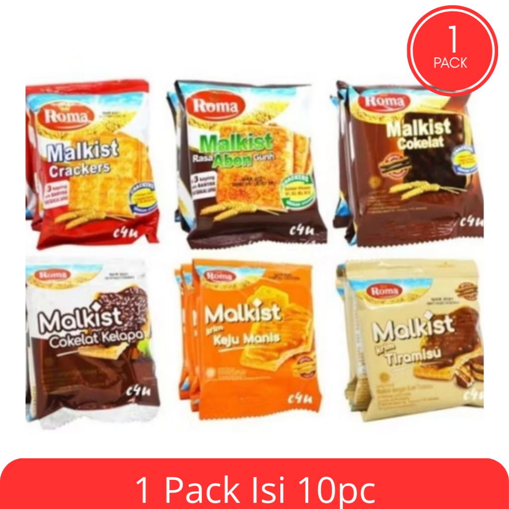 Biskuit Roma Malkist 21g Isi 10pcs Crackers Malkist Renyah Gurih Enak Praktis untuk Cemilan Harian