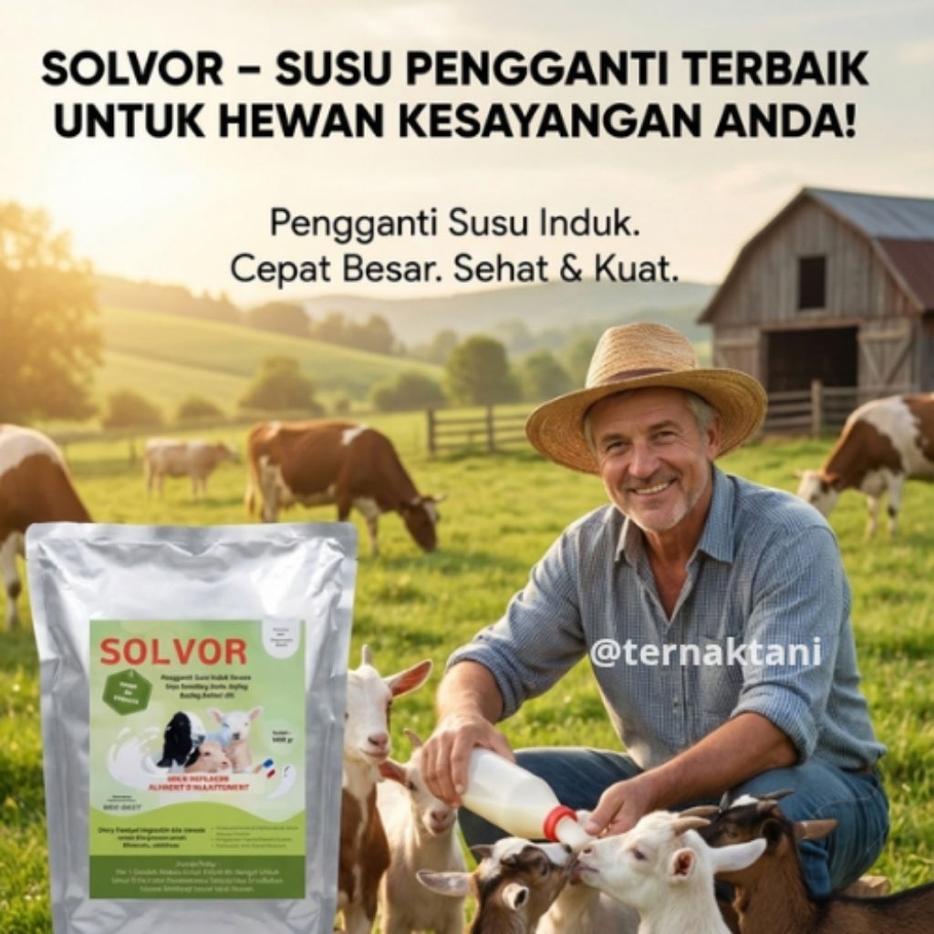 SOLVOR SUSU PENGGANTI INDUKAN UNTUK TERNAK KAMBING, SAPI DAN DOMBA (KEMASAN 1KG)