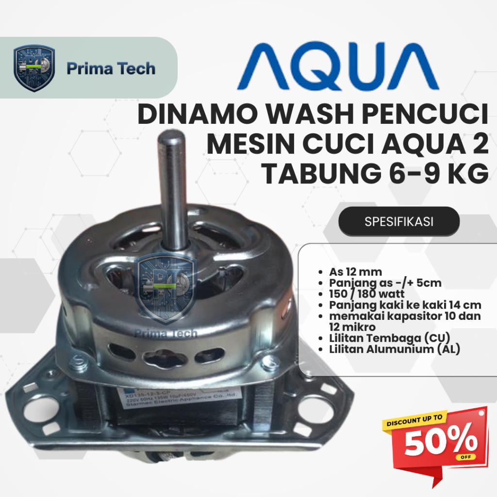 Dinamo Wash Pencuci Mesin Cuci AQUA 2 Tabung 6-9 Kg