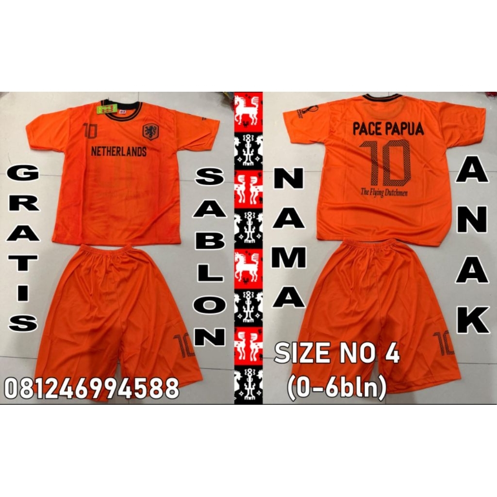 setelan Jersey anak Belanda size no 4-6-8