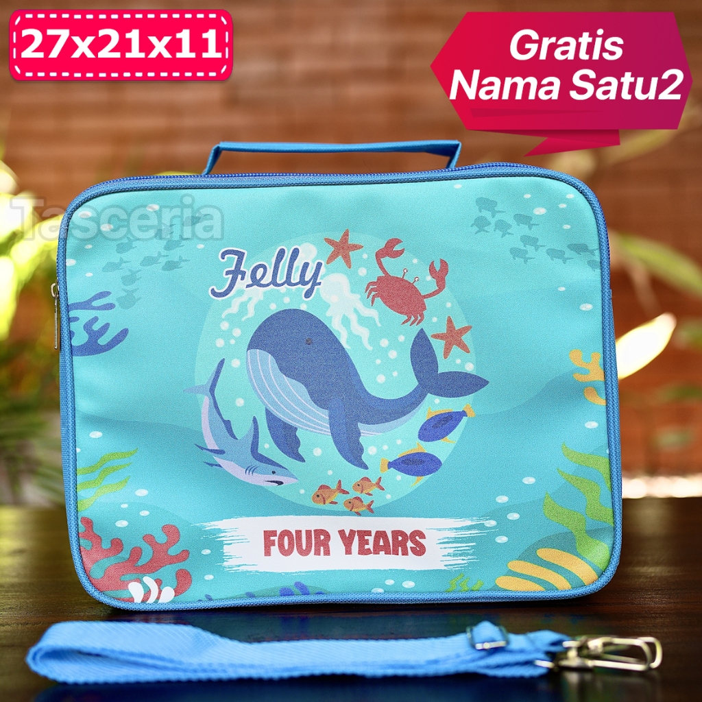 Tas Selempang Ulang Tahun Anak Baby Shark ocean/ Tas Ultah Anak Custom Premium / Goodie Bag Ulang Ta