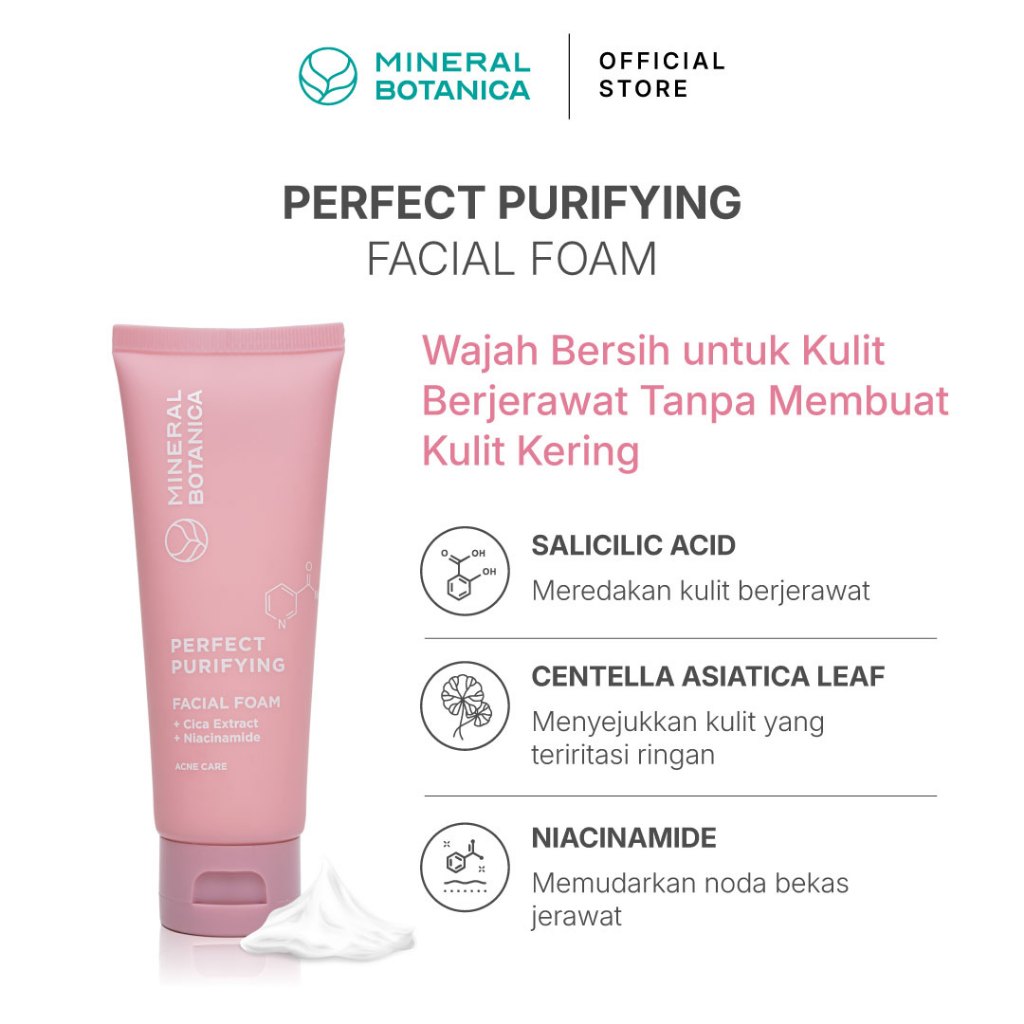 Mineral Botanica Perfect Purifying Facial Foam 100g (untuk kulit berjerawat)