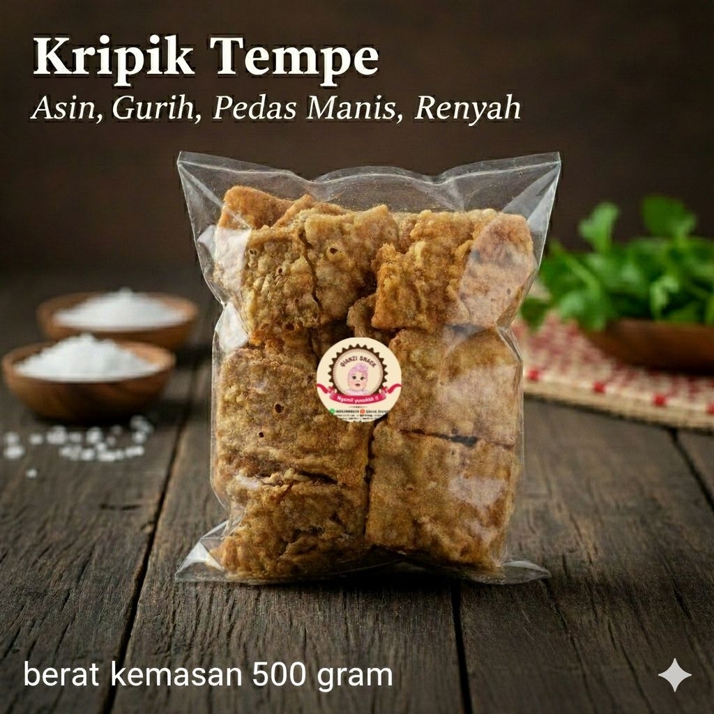 Keripik Tempe GORENG TEMPE BANDUNG Oleh - Oleh Khas Priangan Tersedia Varian Rasa Asin Gurih , Pedas