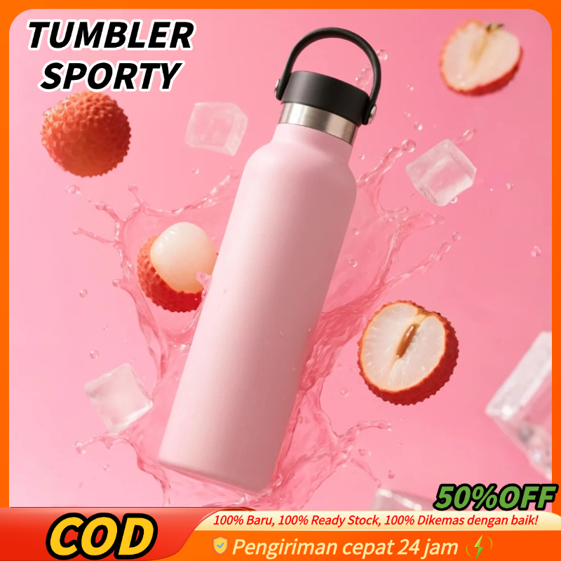 (Parcel Lebaran) (COD) Asli 1Tumbler2 Penutup-Botol Minum 1 Liter Tumbler Stainless Vacuum Termos Ta