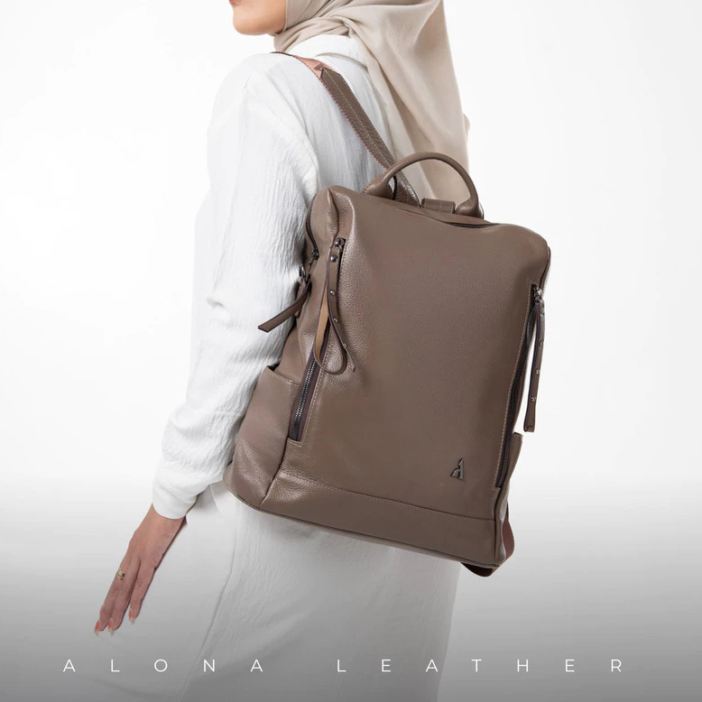 Tas Ransel Wanita Tas Punggung Alona Hania Bagpack Leather Bag Penyimpan Simpan Muat Laptop 14 Inch 