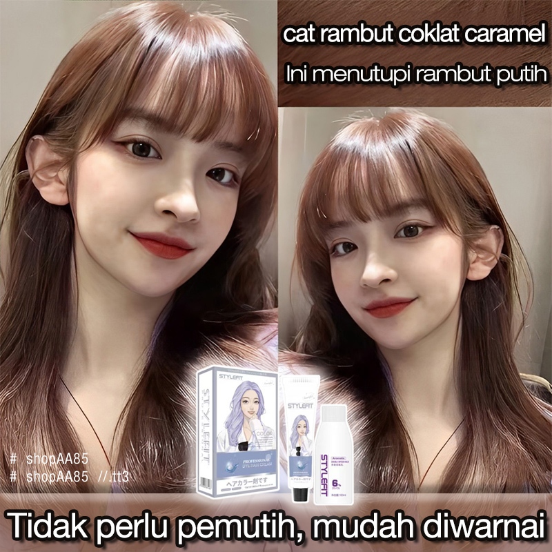 (Beli 100ml gratis 100ml)STYLE FIT cat rambut coklat karamel *200ml,Ekstrak Tanaman,tidak memerlukan