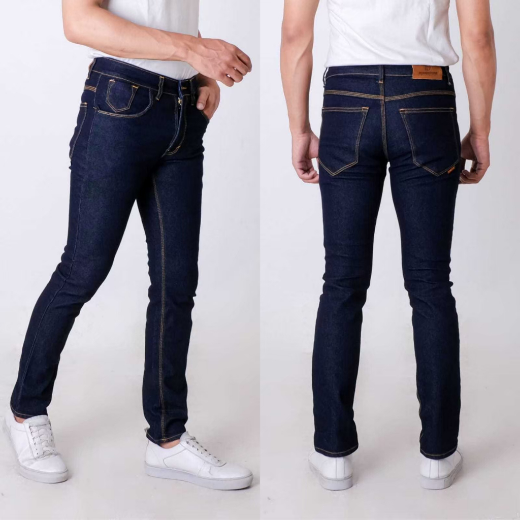 BOMBSTONE DENIM - Celana Pria Jeans Panjang SLIMFIT Calana warna Black jazz Scrup Clor Hitam Polos