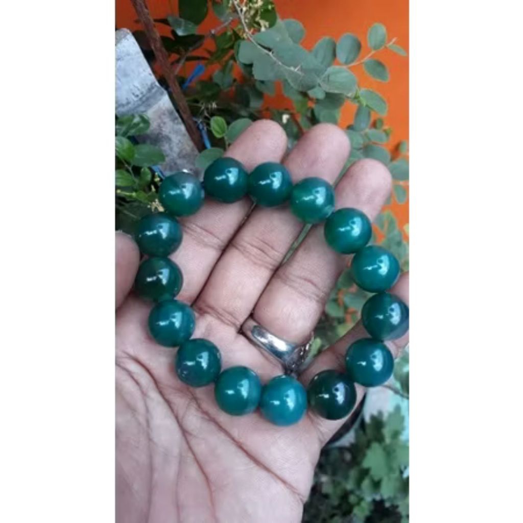 gelang batu akik asli natural alam batu sulaiman hijau jumbo istimewa
