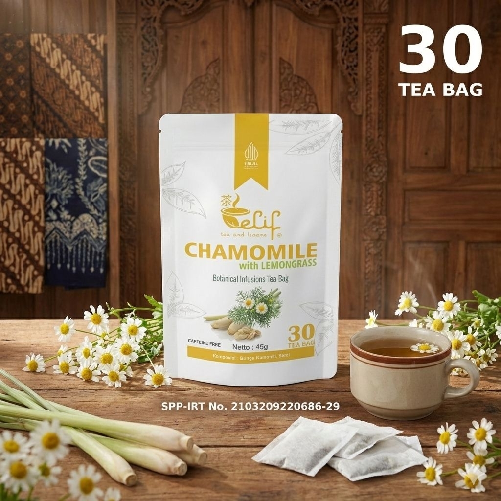 Elif Tea Chamomile Lemongrass Penenang Tidur Nyenyak (Isi 30 Kantong) Deep Sleep Anti Insomnia & Per
