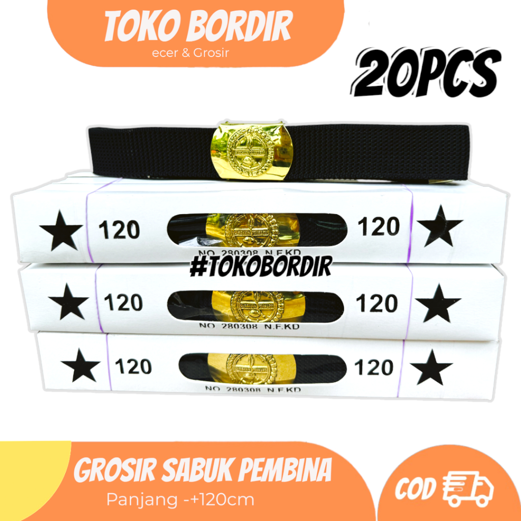 Grosir (20pcs) Sabuk Pembina Pramuka 120cm / ikat pinggang pembina pramuka