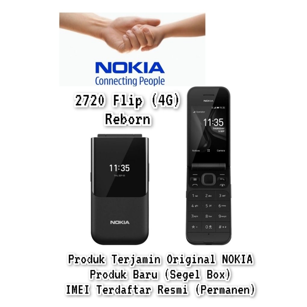 NOKIA 2720 Flip Reborn (4G-LTE/Dual SIM) Flagship Smartphone Flip (Produk Terjamin Baru Segel Box)