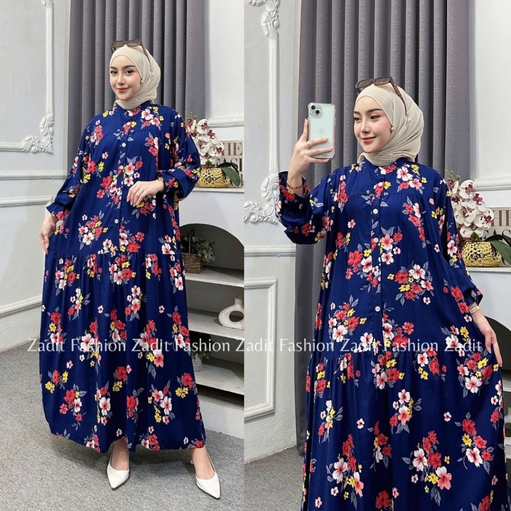 ZF-Gamis Jasmine - Dress Saku - Gamis Lengan Balon terbaru- Gamis Rayon - Gamis Lebaran