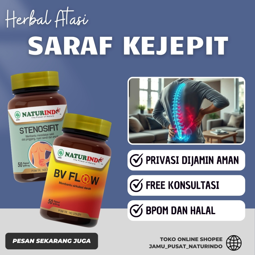 Obat Herbal Saraf Kejepit Pinggang Bokong dan Kaki Syaraf Terjepit Herbal Ampuh Stenosifit Naturindo