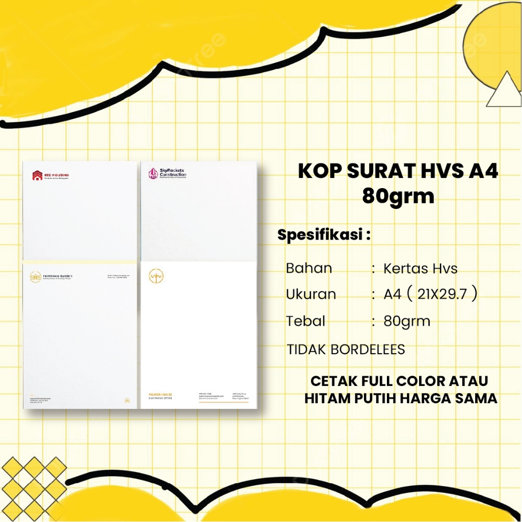 CETAK KOP SURAT 1 RIM HVS A4 80gsm ( 500 LEMBAR )