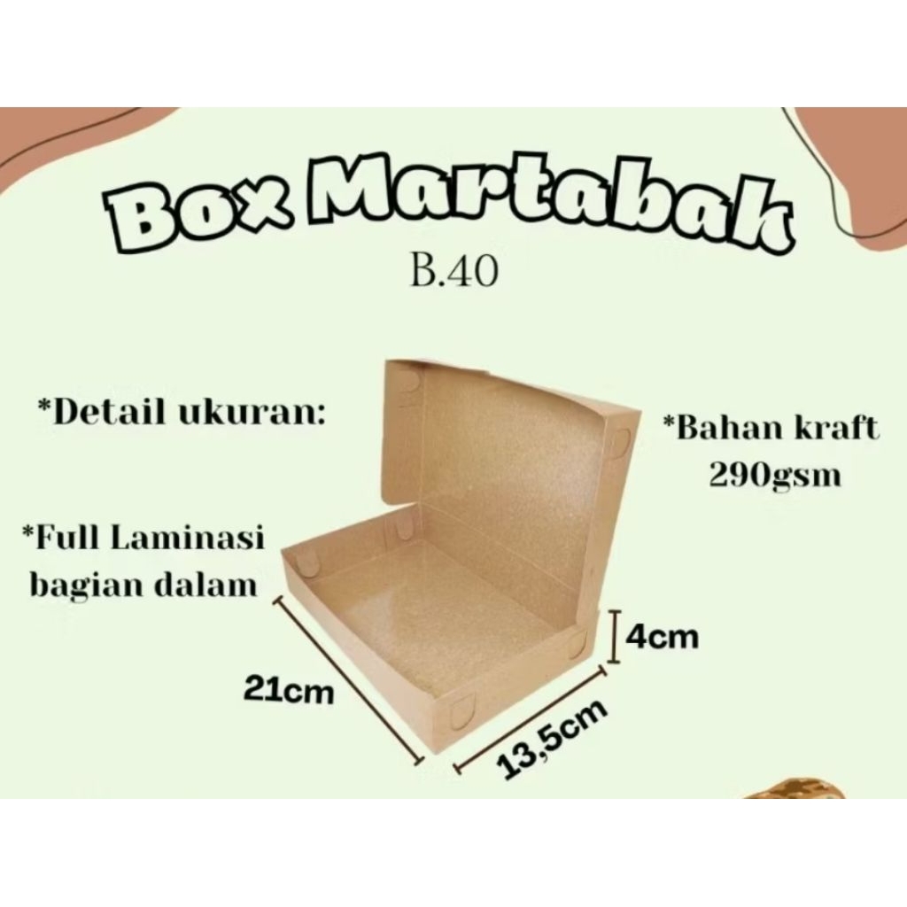 50 pcs dus donat dus martabak polos laminasi ukuran 21*13,5*4 cm
