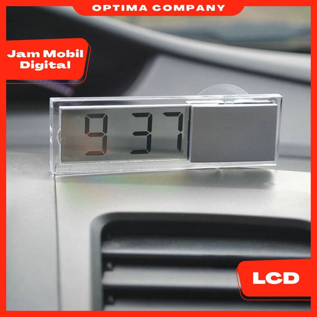 Jam Mobil Digital LCD Jam Mobil Mini Tempel Dashboard Transparant