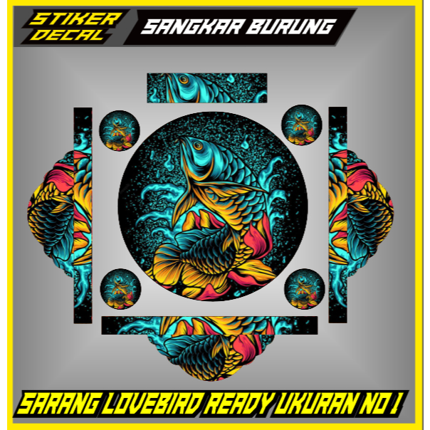 AMB - Stiker Decal Sangkar Burung Lovebird No.1 / diameter 33cm Kurungan Burung