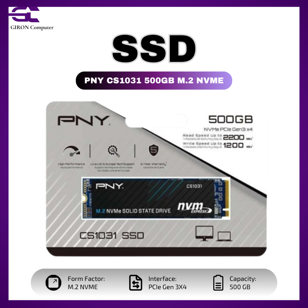SSD PNY CS1031 500GB M.2 NVMe PCIe Gen3 x4