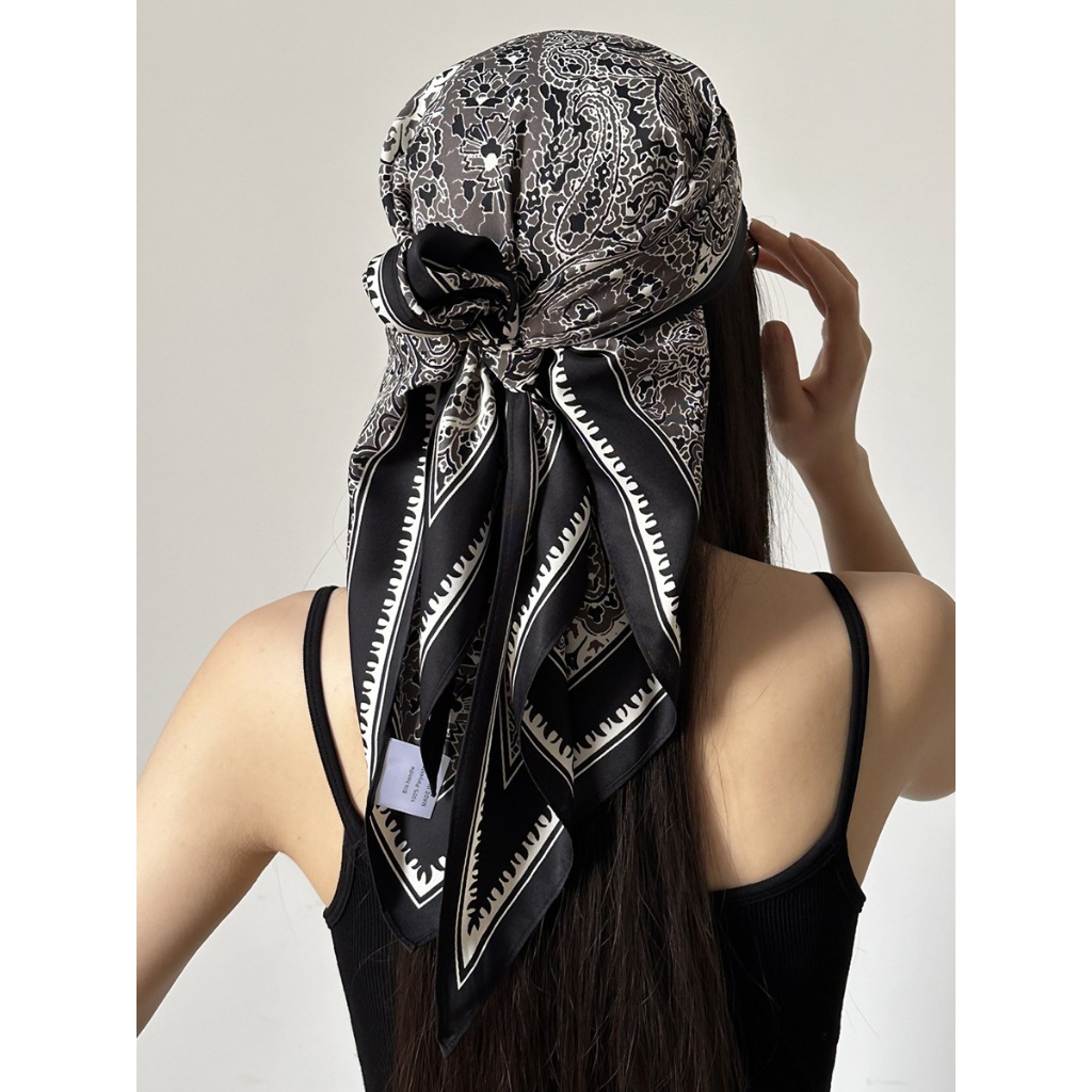 Premium Silky Syal Satin Lembut Adem Vintage Twilly Bandana Segitiga French Elegan Scarf Bandana Ser