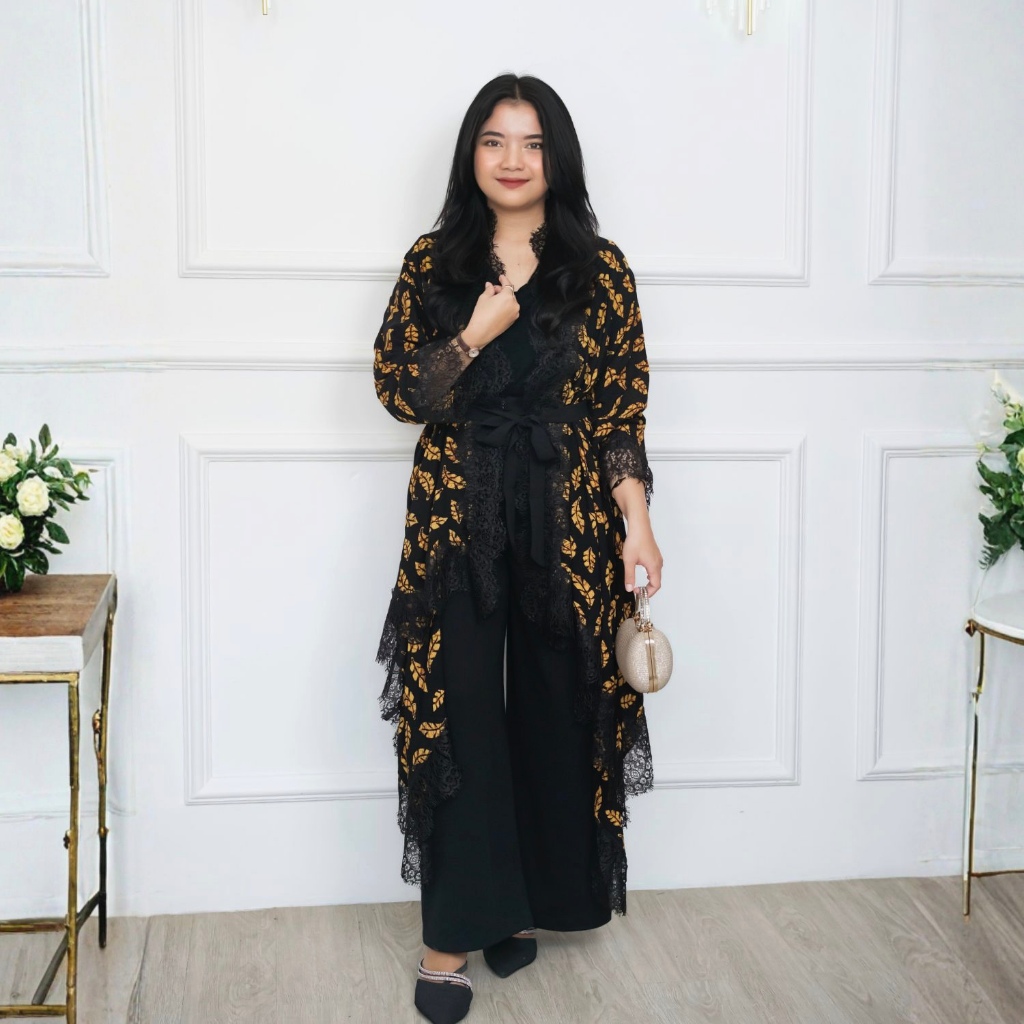 KINNAS ZARA Outer Batik Kondangan Wanita Renda Batik Modern Viscose Premium