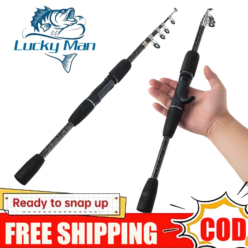 LUCKY MAN joran pancing pancing teleskopik 1.8m 2.1m pancing kursi lipat outdoor joran pancing full 