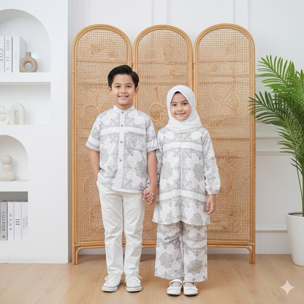 ALIKA SET TUNIK & BAJU KOKO ANAK MOTIF LEBARAN 2026/SET COUPLE BAJU ANAK TERLARIS
