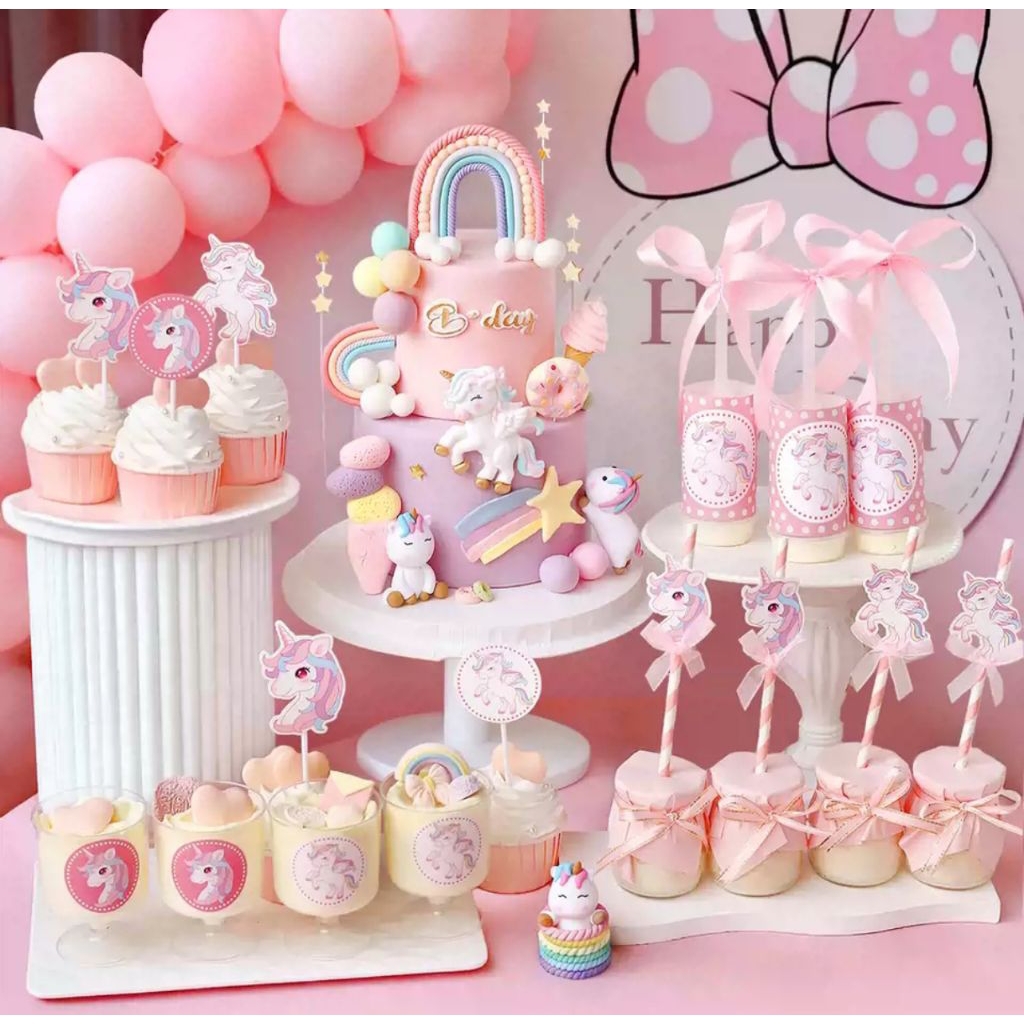 dekorasi unicorn hiasan kue ulang tahun anak cewek lucu