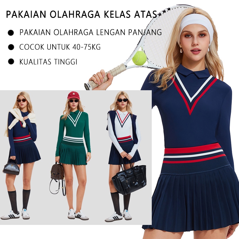 Kemeja Polo Lengan Panjang/Rok (termasuk celana pendek) -Set pakaian olahraga lengan panjang / Set t